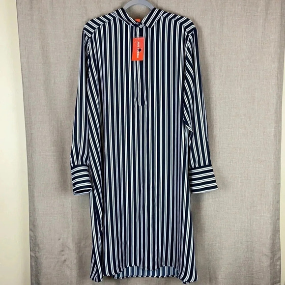 Joe Fresh Striped Button Long Sleeve Dress 2X - Picture 2 of 9